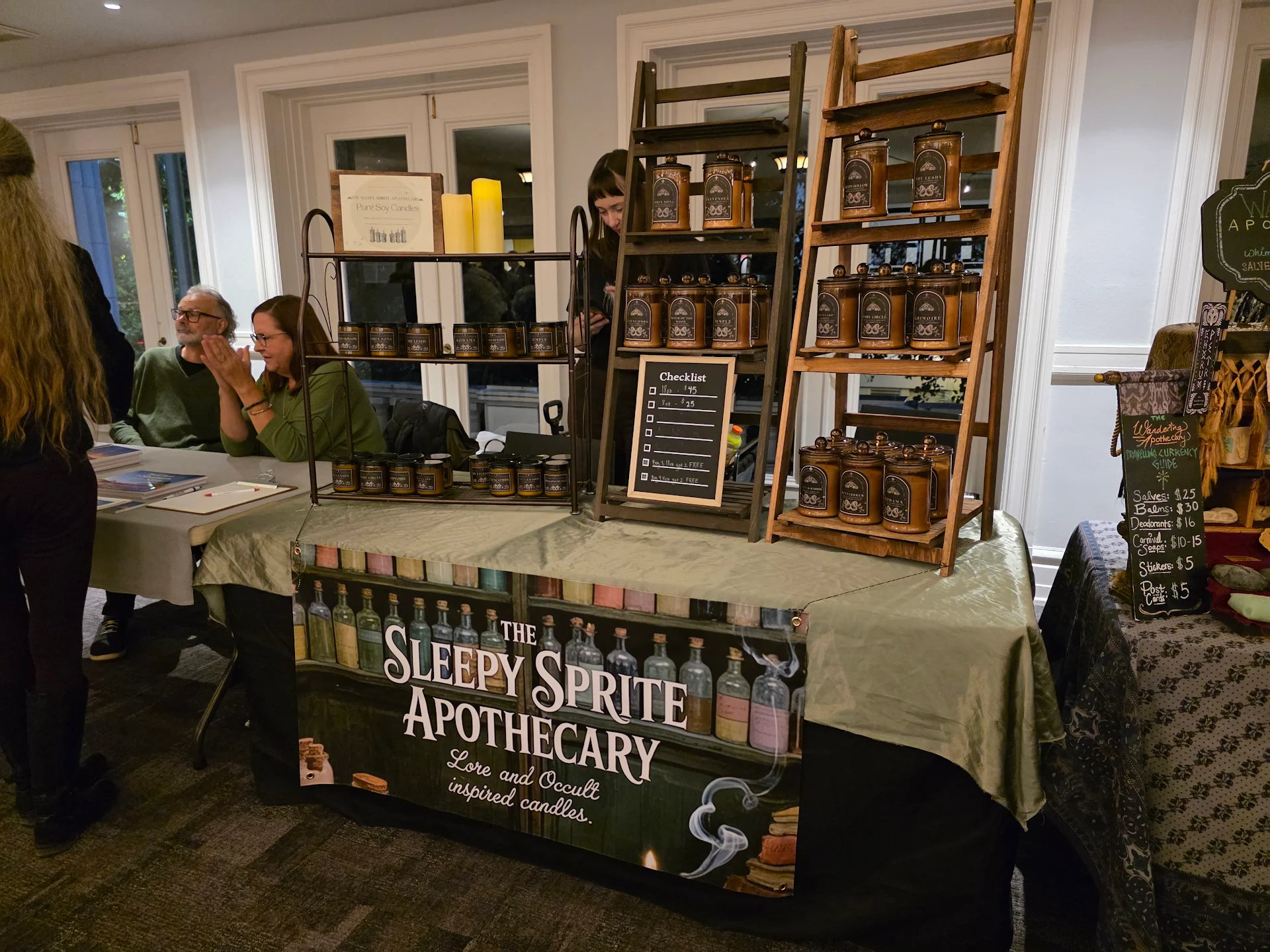 The Sleepy Sprite Apothecary vendor table in the lobby